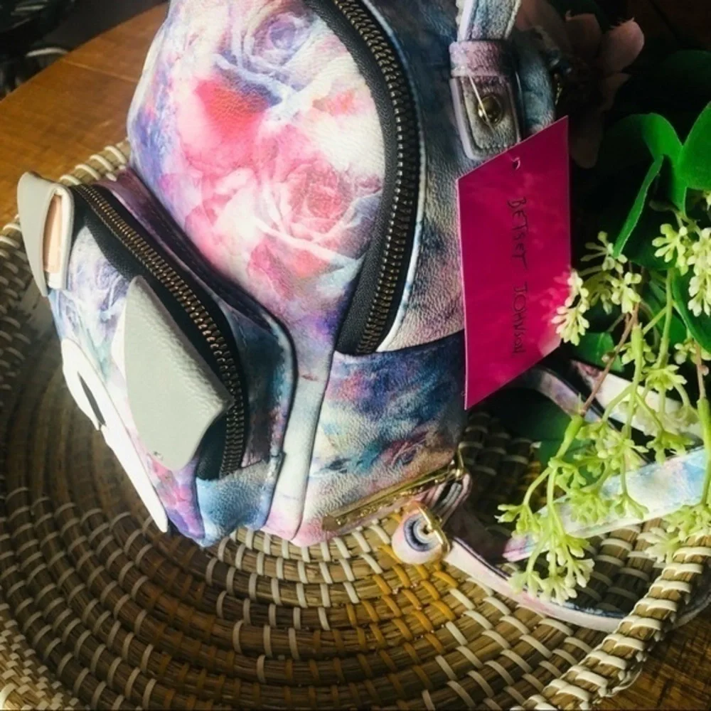 Betsey Johnson Puppy Dog Mini Backpack Floral Print Cute Designer Bag NWT